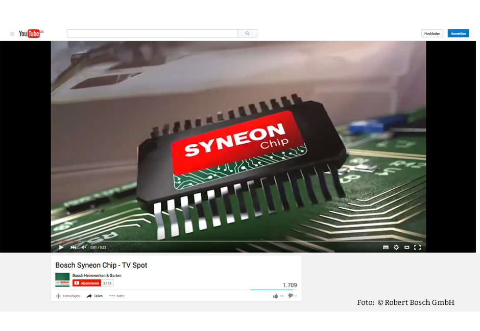 Bosch Syneon Chip Logo im TV Spot bei YouTube