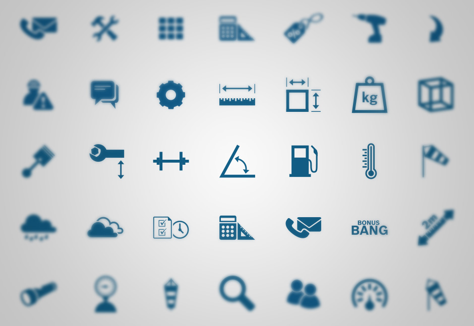 verschiedene Icon Designs für das Bosch Toolbox App Design